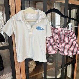 Cecil & Lou polo set gingham embroidered whale toddler boys shorts sleeve